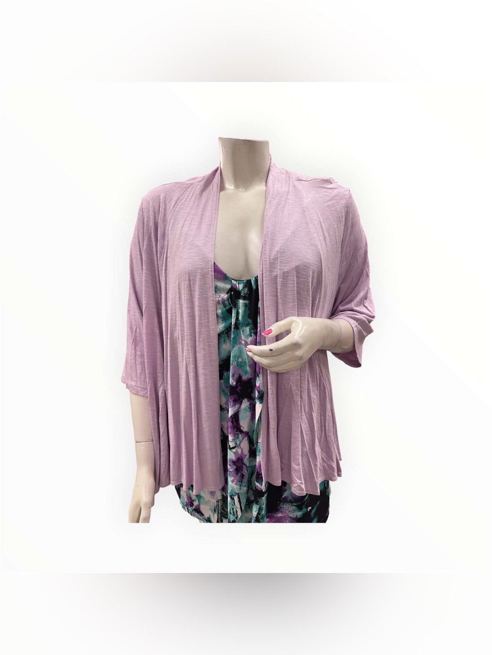 Penningtons Light Lavender Open-Front Cardigan Size 3X